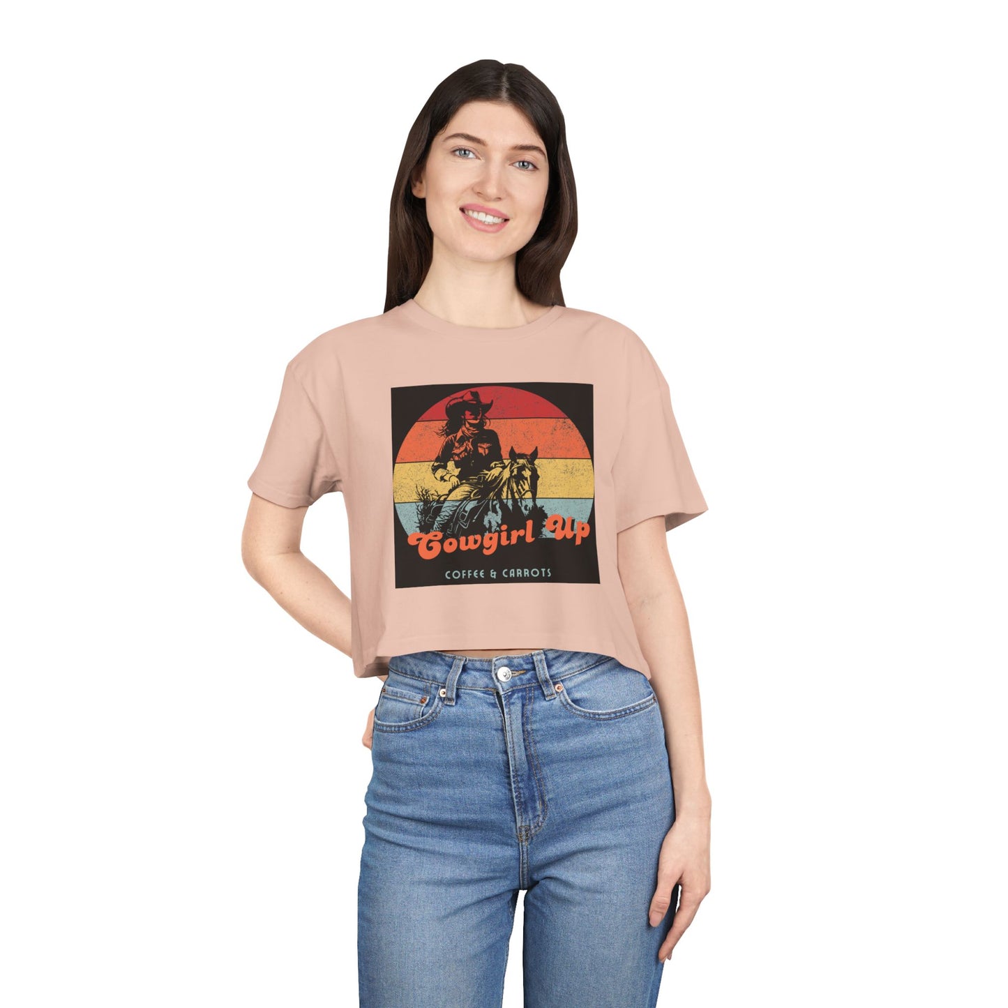 Vintage Cowgirl Crop Tee - Perfect for Festivals, Casual Wear, Gifts, Rodeos, Western Lifestyle