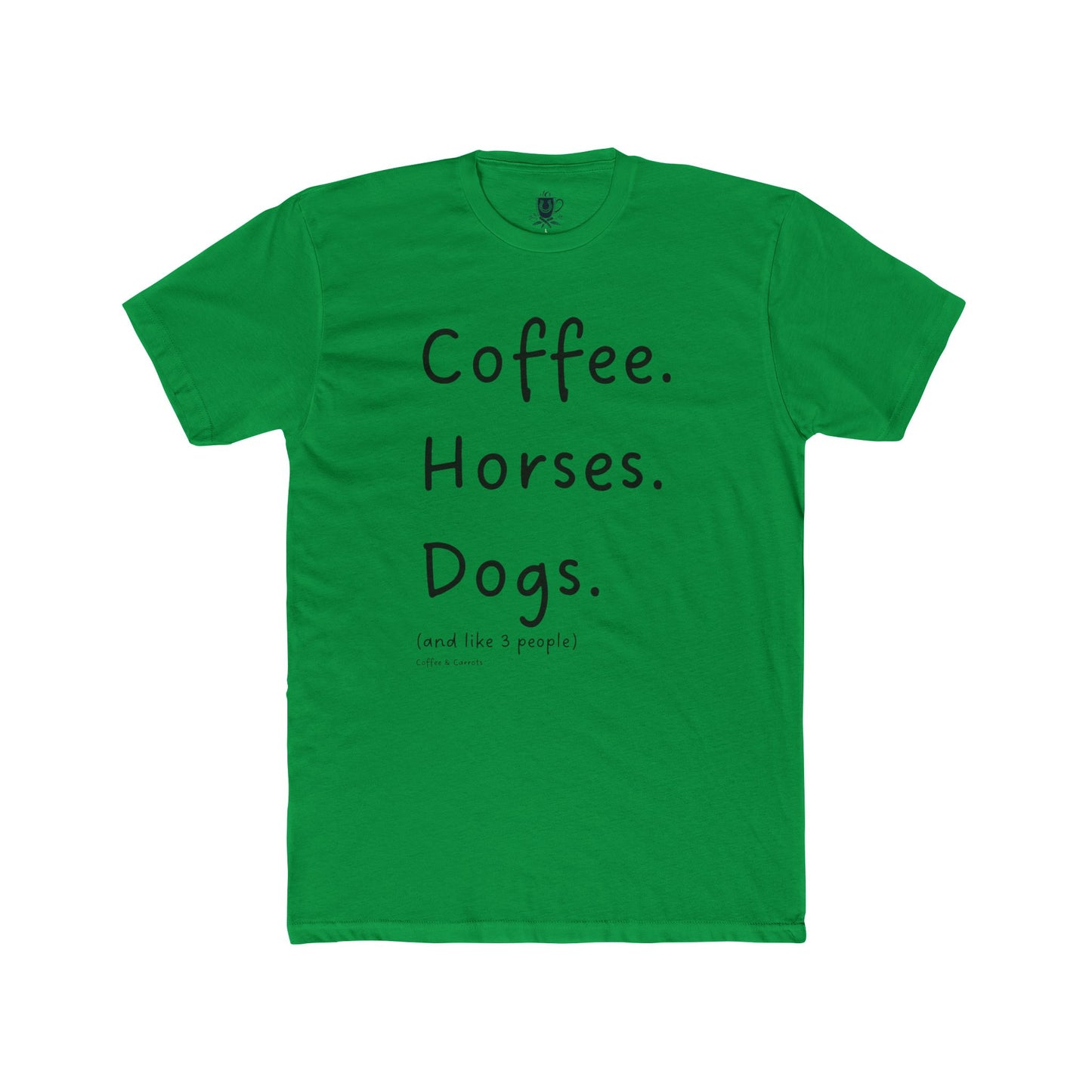 Coffee Horses Dogs Unisex Crew Tee – Perfect Gift for Animal Lovers, Casual Wear, Farm Life Tee, Cozy Everyday Shirt, Unique Gift Idea