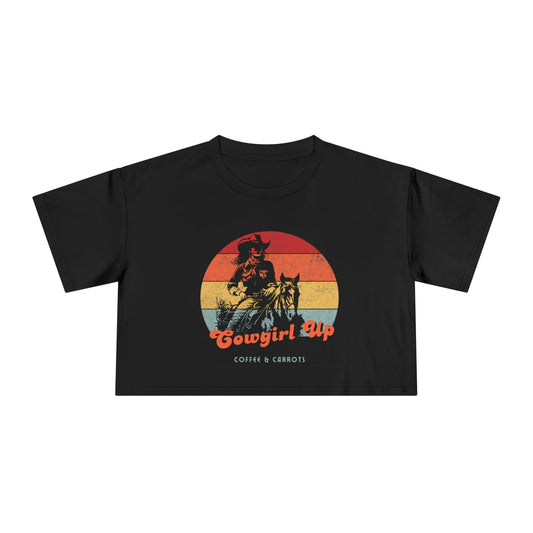 Vintage Cowgirl Crop Tee - Perfect for Festivals, Casual Wear, Gifts, Rodeos, Western Lifestyle