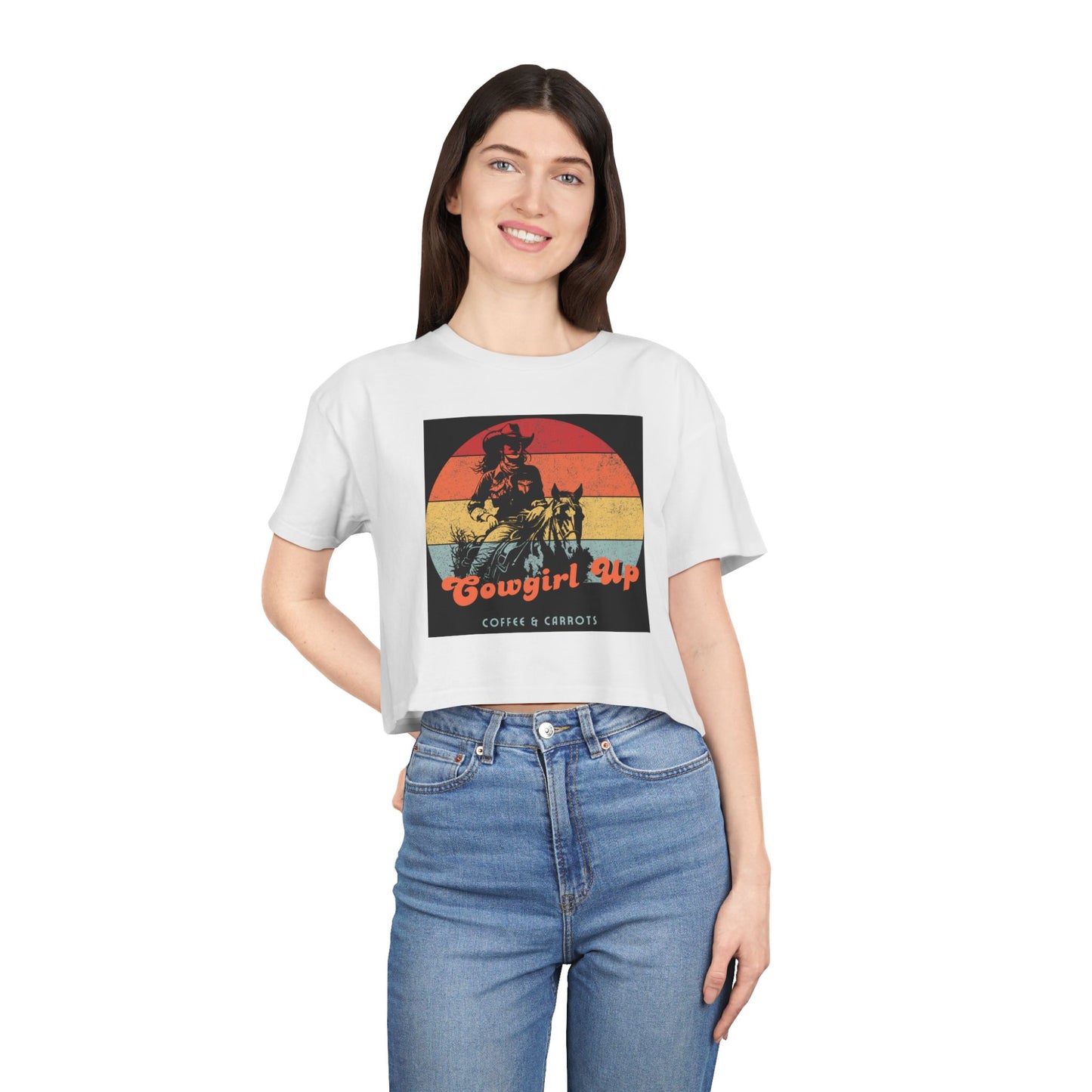 Vintage Cowgirl Crop Tee - Perfect for Festivals, Casual Wear, Gifts, Rodeos, Western Lifestyle