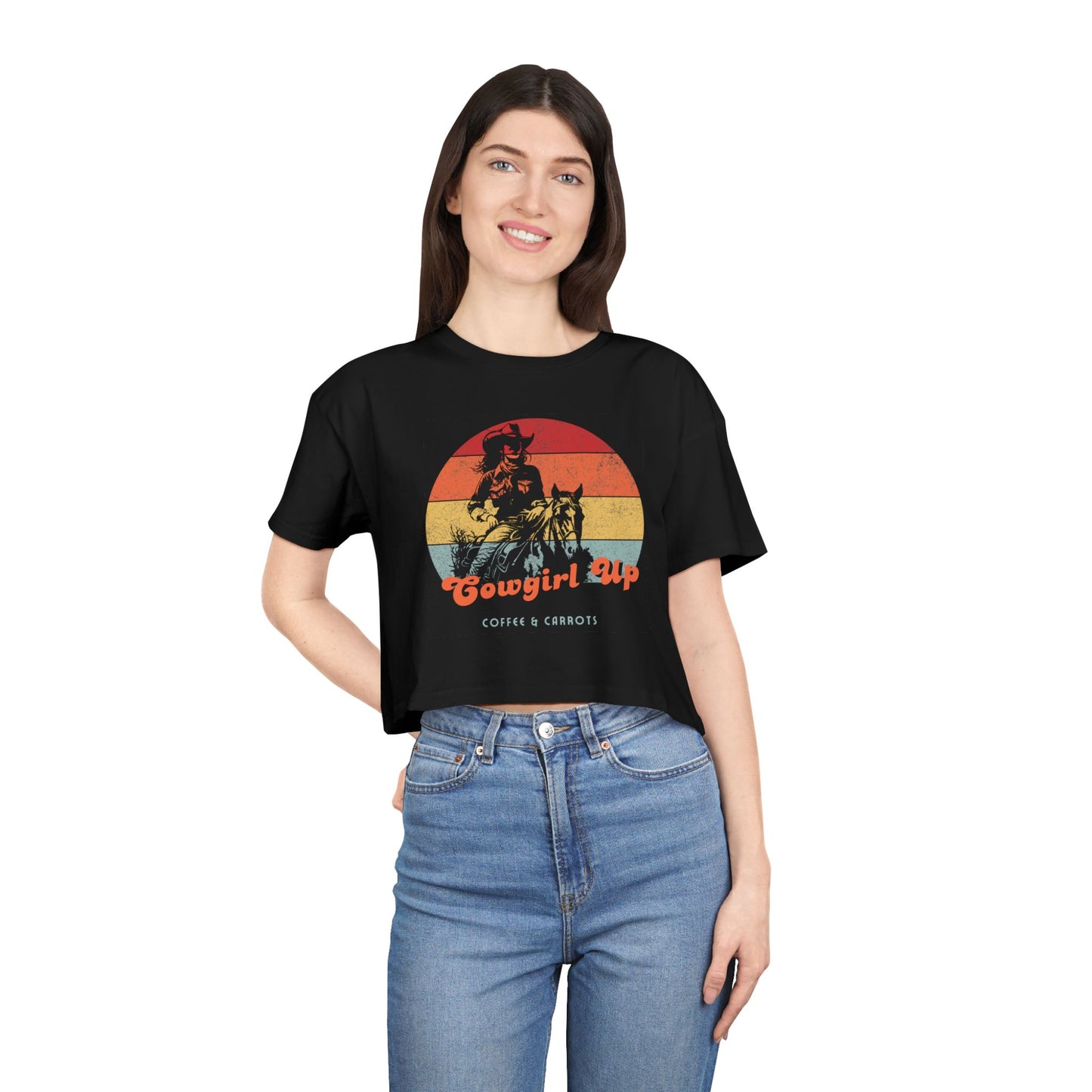 Vintage Cowgirl Crop Tee - Perfect for Festivals, Casual Wear, Gifts, Rodeos, Western Lifestyle